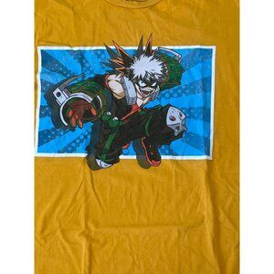 My Hero Academia Bakugo Yellow Graphic T-Shirt Funimation 100% Cotton Anime Desi